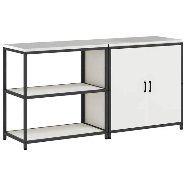 vidaXL Ensemble de rangement cuisine 2 pcs Blanc Acier lamin&eacute; &agrave; froid