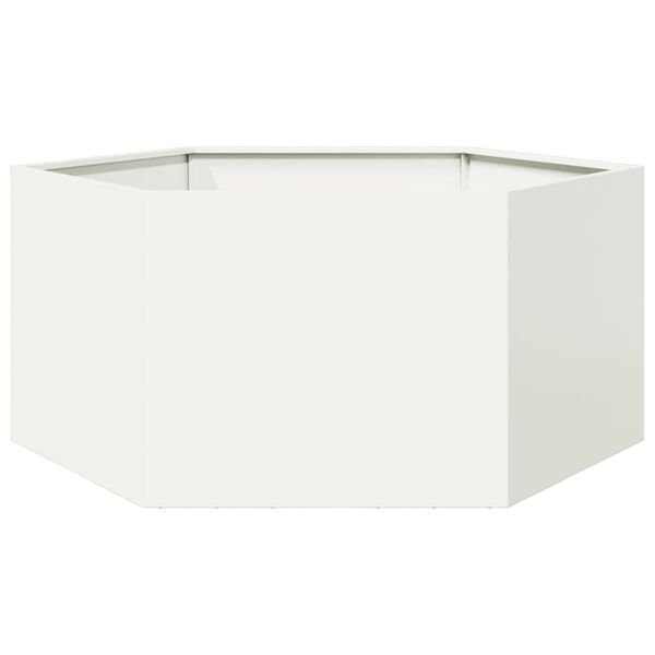 vidaXL Jardini&egrave;re blanc hexagone 104x90x45 cm acier