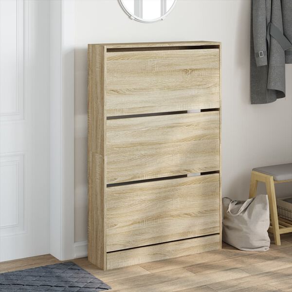 vidaXL Armoire &agrave; chaussures ch&ecirc;ne sonoma 80x21x125,5cm bois ing&eacute;nierie