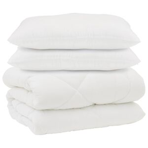 vidaXL Couette avec Oreillers 3 pc Blanc Microfibre et Plumes D'oie