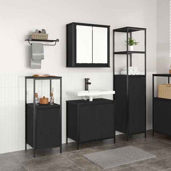 vidaXL Ensemble de mobilier de salle de bain 3 pcs Ch&ecirc;ne noir
