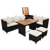 vidaXL Salon de jardin 7 pcs avec coussins R&eacute;sine tress&eacute;e Noir