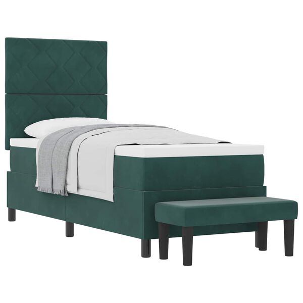 vidaXL Lit &agrave; ressorts avec matelas Vert fonc&eacute; 80 x 200 cm Velours
