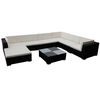 vidaXL Salon de jardin 8 pcs avec coussins r&eacute;sine tress&eacute;e noir
