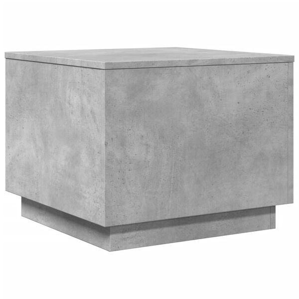 vidaXL Table basse avec lumières LED gris béton 50x50x40 cm