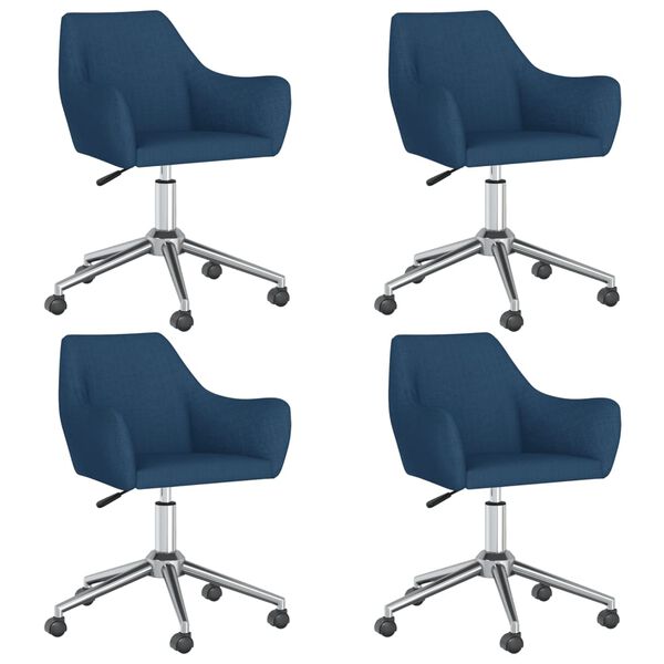 vidaXL Chaises pivotantes &agrave; manger lot de 4 bleu tissu