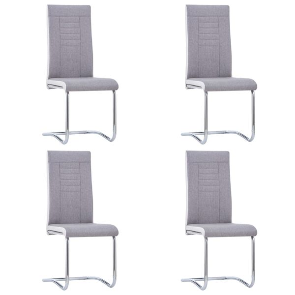 vidaXL Chaises &agrave; manger cantilever lot de 4 gris clair tissu