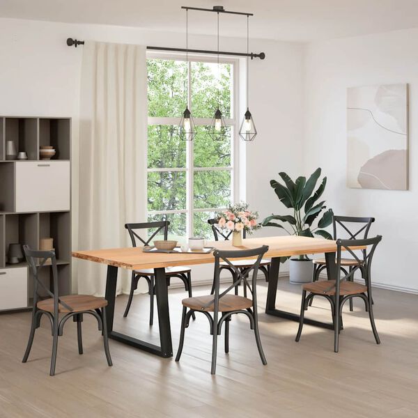 vidaXL Pieds de table à manger en forme de V, 2 pièces, noir, 100 x (72-73,3) cm, acier