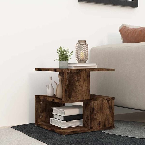 vidaXL Table d'appoint Ch&ecirc;ne fum&eacute; 40x40x40 cm Bois d'ing&eacute;nierie