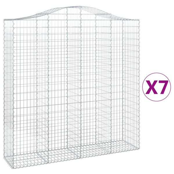 vidaXL Paniers &agrave; gabions arqu&eacute;s 7 pcs 200x50x200/220 cm Fer galvanis&eacute;