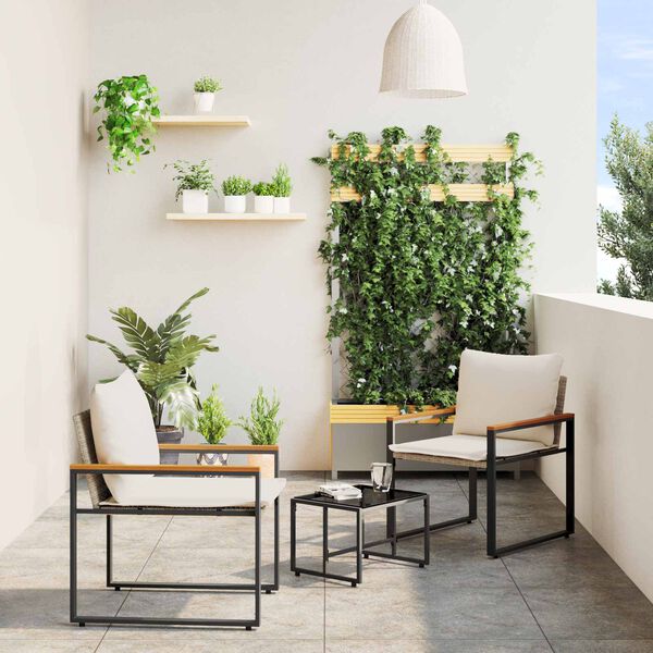 vidaXL Ensembles de meubles 3 pcs Beige et blanc cr&egrave;me Rotin