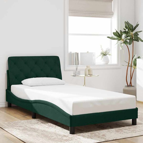 vidaXL Cadre de lit sans matelas vert fonc&eacute; 100x200 cm velours