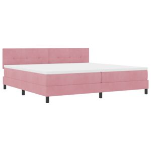 vidaXL Lit &agrave; ressort LED avec bandes LED Rose 200 x 200 cm Velours