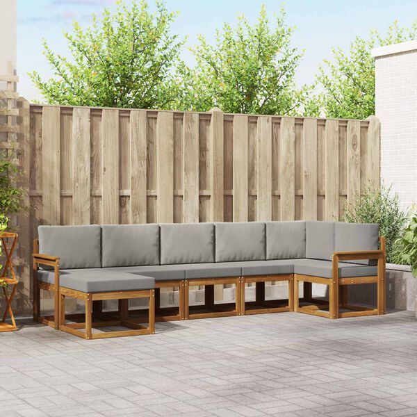 vidaXL Ensemble de canap&eacute;s d'ext&eacute;rieur 7 pcs Gris Naturel et Clair