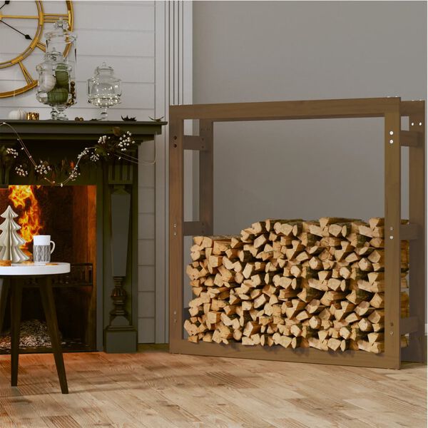 vidaXL Support de bois de chauffage Marron miel 100x25x100 cm Bois pin