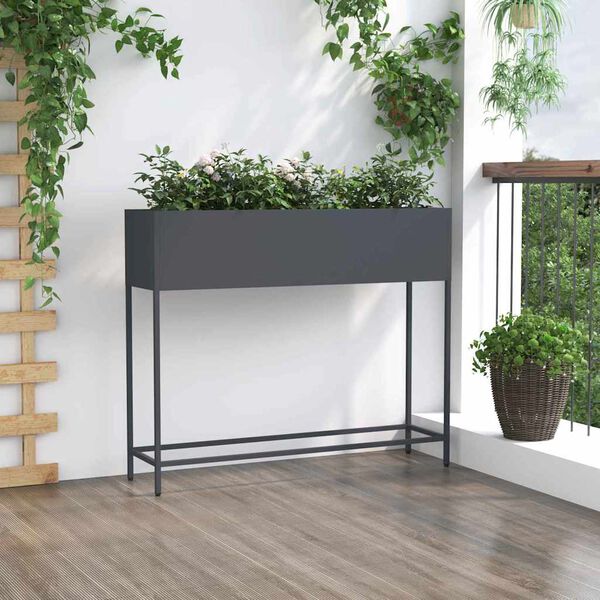 vidaXL Bac de jardin sur&eacute;lev&eacute; Anthracite 100 x 26 x 82 cm Acier