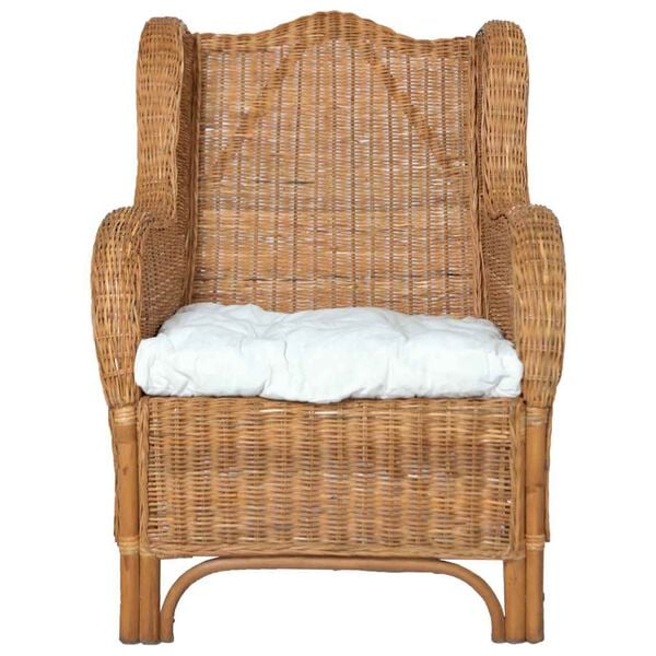 vidaXL Canapé avec coussin Marron clair Rotin naturel et lin