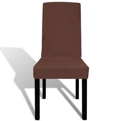 vidaXL Housse de chaise droite extensible 6 pcs marron