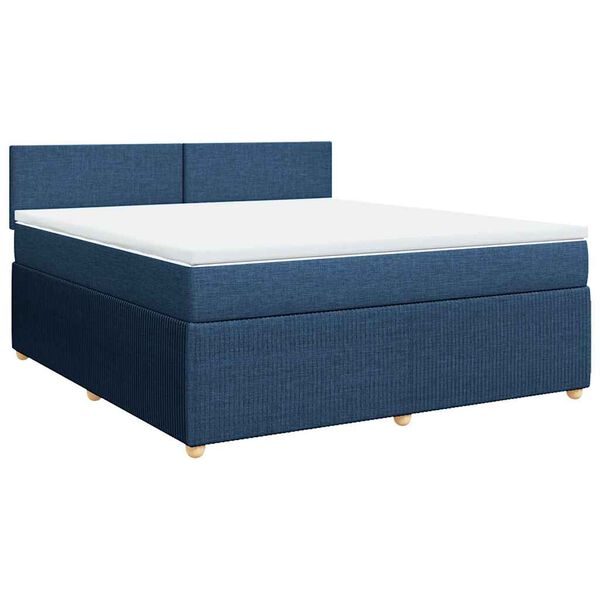 vidaXL Sommier &agrave; lattes de lit avec matelas Bleu 180x200 cm Tissu