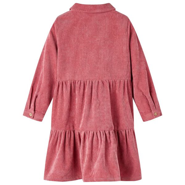 Robe enfants &agrave; manches longues velours c&ocirc;tel&eacute; rose ancien 140