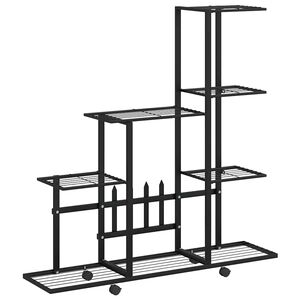 vidaXL Support pour plantes sur roues 94,5x25x92,5 cm Noir M&eacute;tal