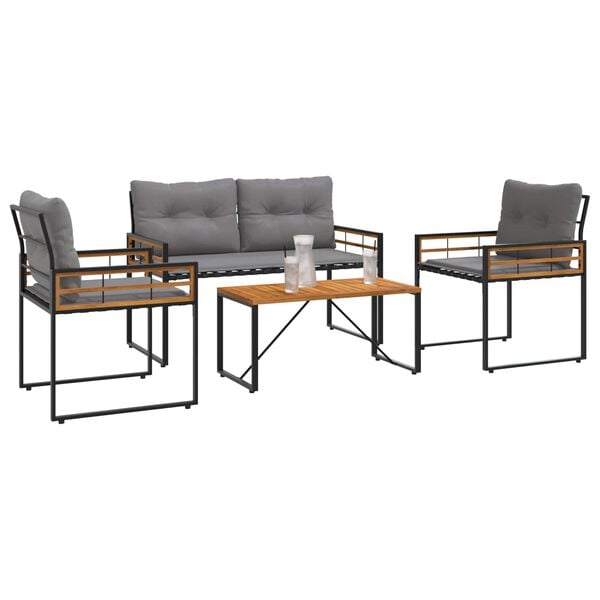 vidaXL Ensemble de meubles d'extérieur avec coussin 4 pcs Gris clair