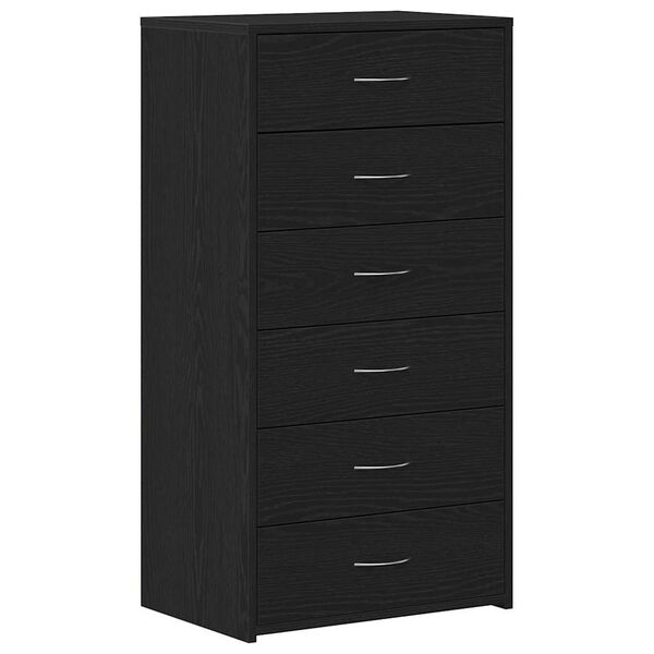vidaXL Buffet avec 6 tiroirs Chêne noir 50x34x96 cm Bois d'ingénierie