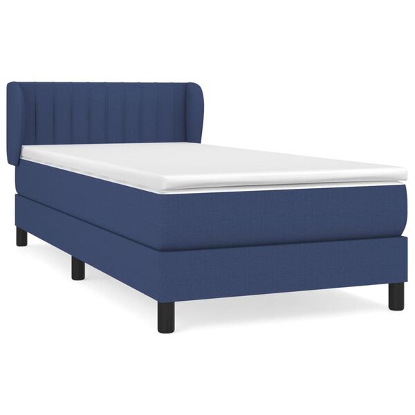 vidaXL Sommier &agrave; lattes de lit avec matelas Bleu 90x200 cm Tissu