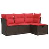 vidaXL Salon de jardin 4 pcs avec coussins marron r&eacute;sine tress&eacute;e