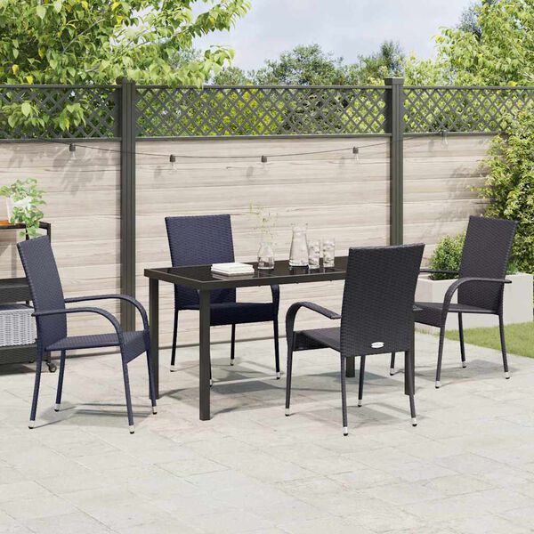 vidaXL Ensemble de salle &agrave; manger pour jardin 5 pcs Noir