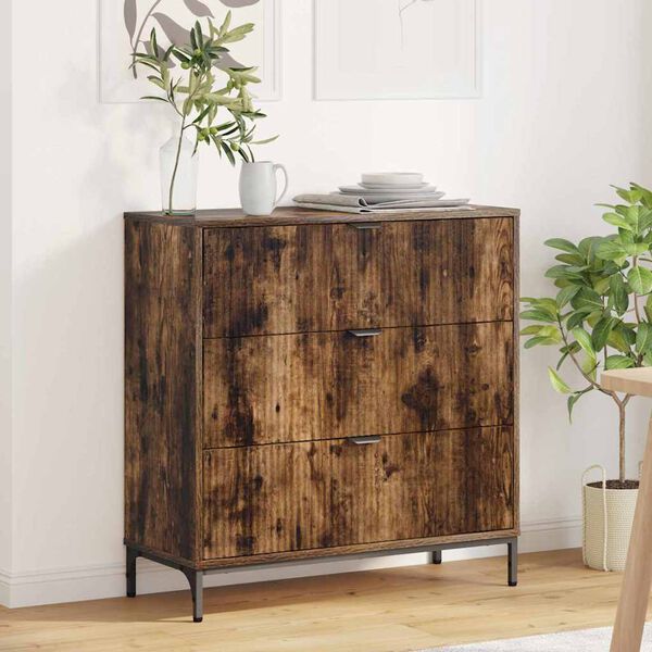 vidaXL Buffet Ch&ecirc;ne fum&eacute; 79,5 x 33 x 82 cm Bois d'ing&eacute;nierie