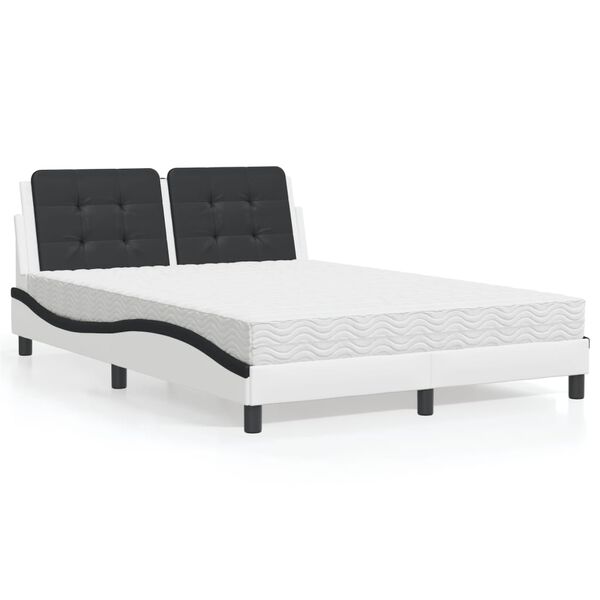 vidaXL Cadre de lit sans matelas Zadar blanc et noir 140x190 cm similicuir