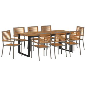vidaXL Ensemble de salle &agrave; manger pour jardin 9 pc Gris