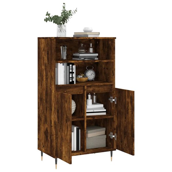 vidaXL Buffet haut Ch&ecirc;ne fum&eacute; 60x36x110 cm Bois d'ing&eacute;nierie