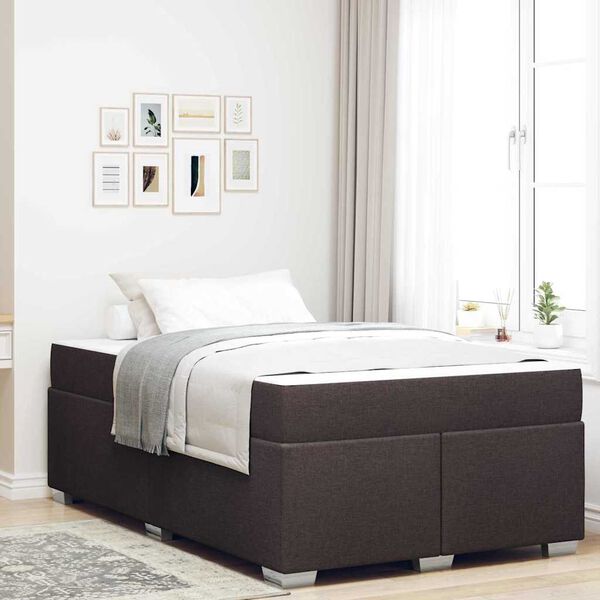 vidaXL Cadre de lit avec matelas Marron fonc&eacute; 120 x 190 cm tissu