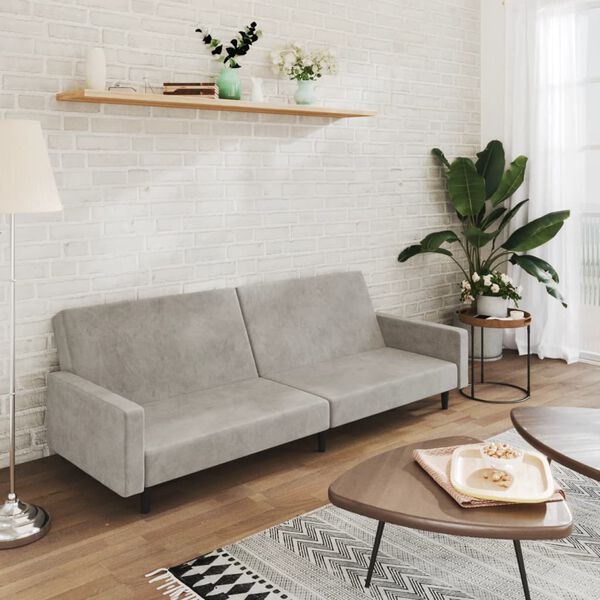vidaXL Canap&eacute;-lit &agrave; 2 places gris clair velours