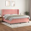 vidaXL Sommier &agrave; lattes de lit avec matelas Rose 200x200 cm Velours