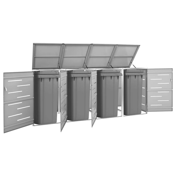 vidaXL Abri pour quatre poubelles 276,5x77,5x112,5 cm Inox