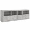 vidaXL Buffet avec lumières LED gris béton 202x37x67 cm