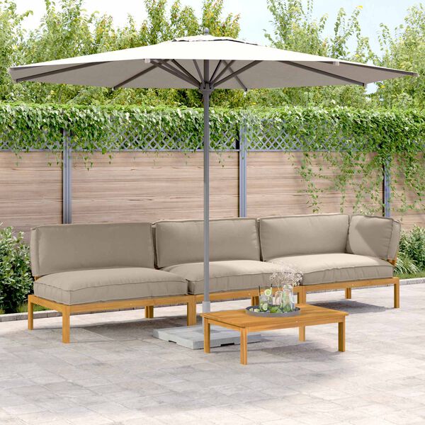 vidaXL Ensemble de Canap&eacute;s Uni 4 pcs Taupe Bois d'Acacia Massif