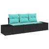 vidaXL Ensemble de canap&eacute; de jardin 3 pc Noir et turquoise polyrotin