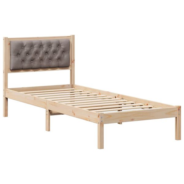 vidaXL Cadre de lit avec t&ecirc;te de lit Taupe 90 x 190 cm Pin massif