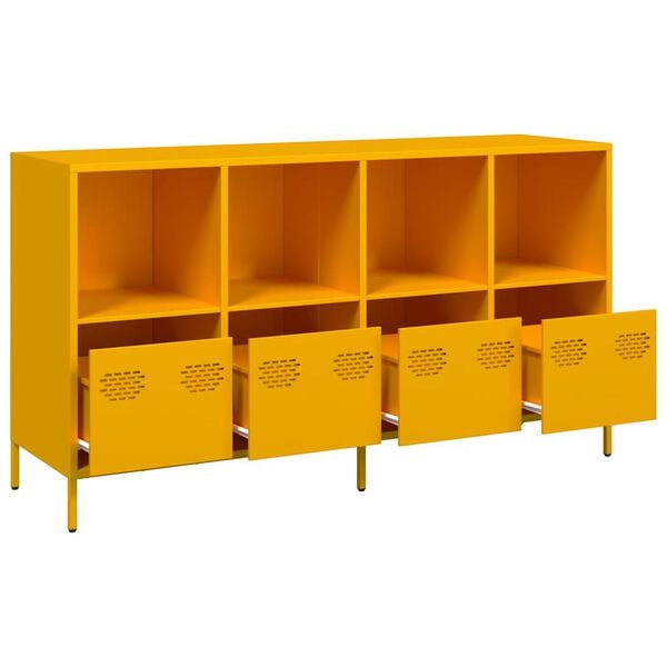 vidaXL Buffet jaune moutarde 135x39x73,5 cm acier laminé à froid