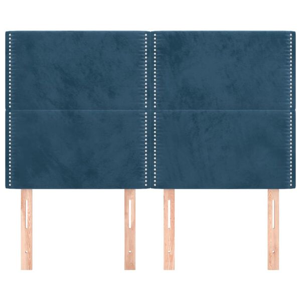 vidaXL T&ecirc;te de lit Bleu fonc&eacute; 144 x 5 x 118/128 cm Velours