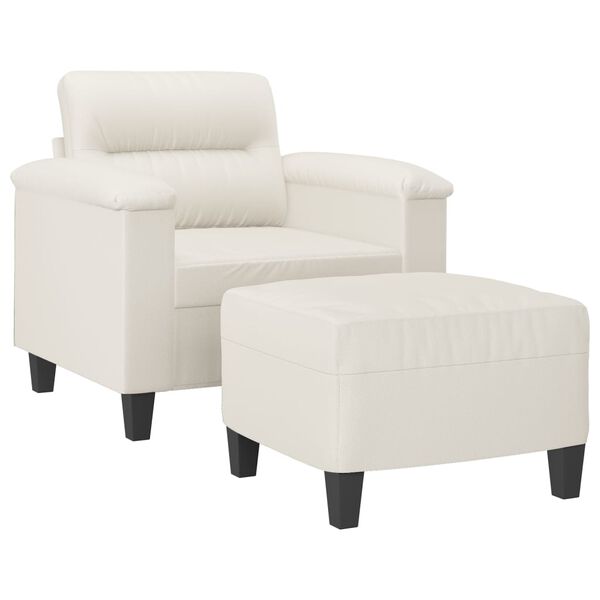 vidaXL Fauteuil avec repose-pied Cr&egrave;me 60 cm Similicuir
