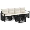 vidaXL Ensemble de canap&eacute; de jardin 5 pc Noir polyrotin