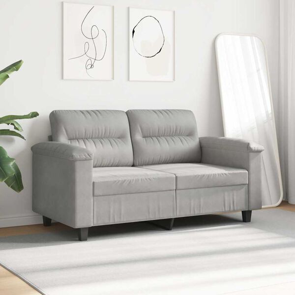 vidaXL Canap&eacute; &agrave; 2 places Gris clair 120 cm Tissu microfibre
