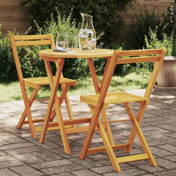 vidaXL Ensemble de salle &agrave; manger pour jardin 3 pcs Huile Naturelle