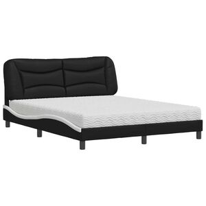 vidaXL Lit avec matelas Hvar noir et blanc 160x200 cm similicuir