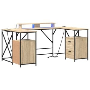 vidaXL Bureau Ch&ecirc;ne Sonoma Bois d'ing&eacute;nierie 182 x 101 x 87,5 cm
